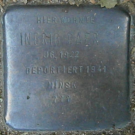 Stolperstein dedicated to Ingrid Baer