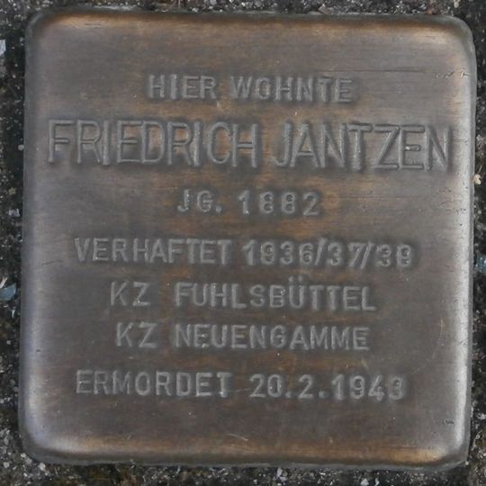 Stolperstein dedicated to Friedrich Jantzen