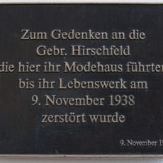 Gedenktafel Modehaus Gebr. Hirschfeld