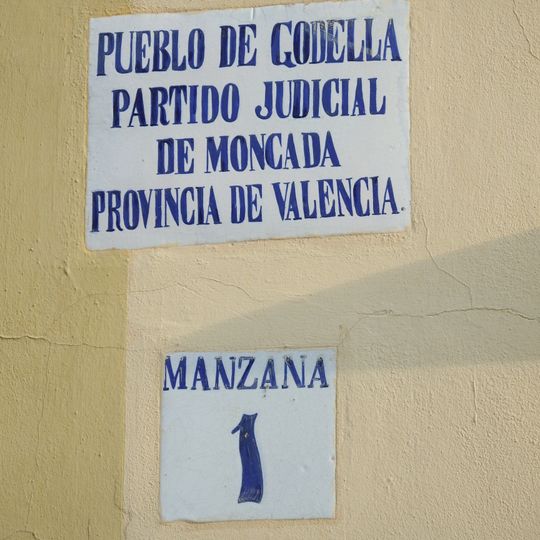 Ceramic street signs at Santa Maria Magdalena square, Godella