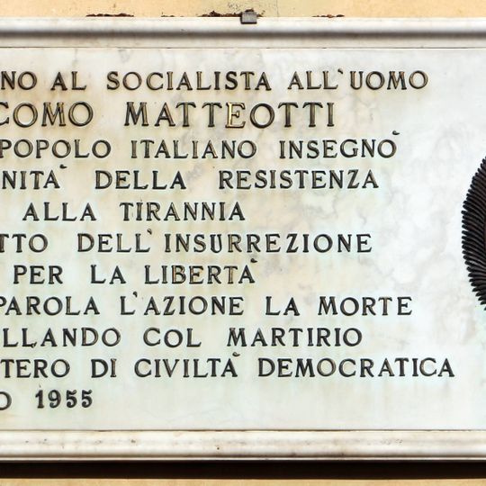 Plaque to Giacomo Matteotti