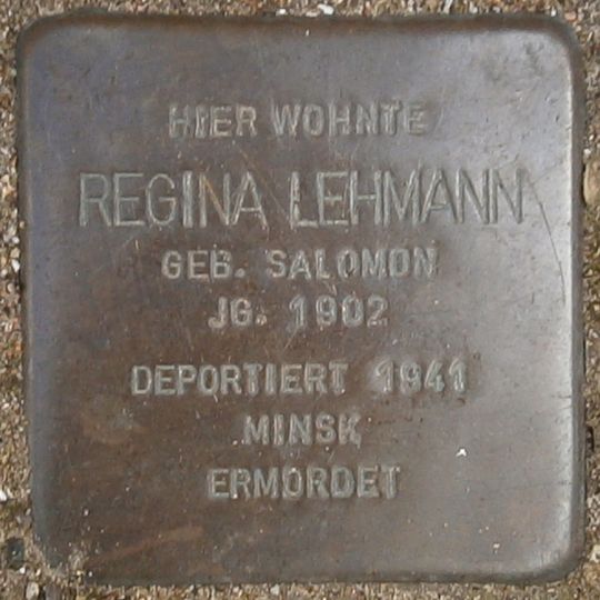 Stolperstein dedicated to Regina Lehmann