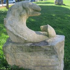 Socha Ryba v parku mezi ulicemi Pražská a 5. května v Bílině