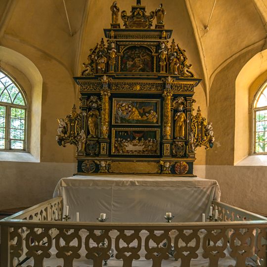 Altar of Lutheran church in Zlēkas