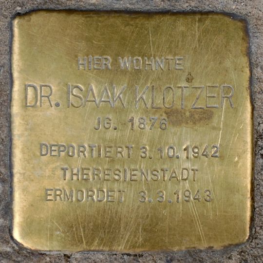Stolperstein en memoria de Isaak Klotzer