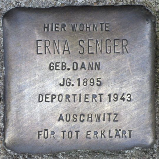 Stolperstein dedicated to Erna Senger