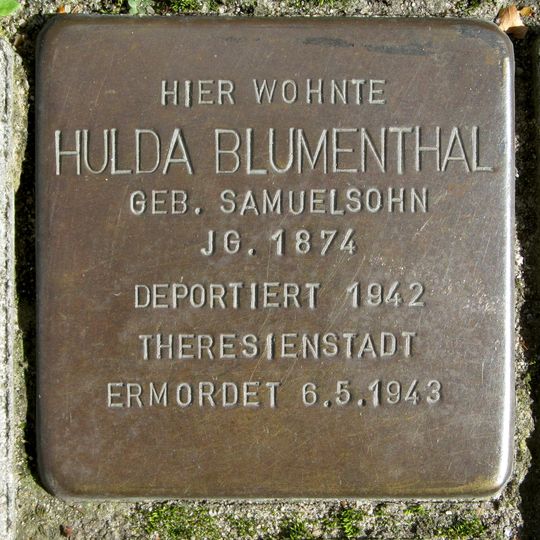 Stolperstein dedicated to Hulda Blumenthal