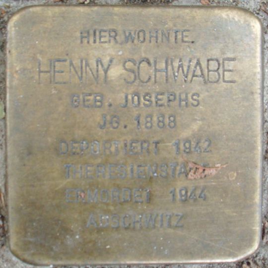 Stolperstein dedicated to Henny Schwabe