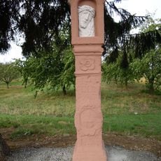 Bildstock von 1773 mit offener Ädikula und Christuskopf