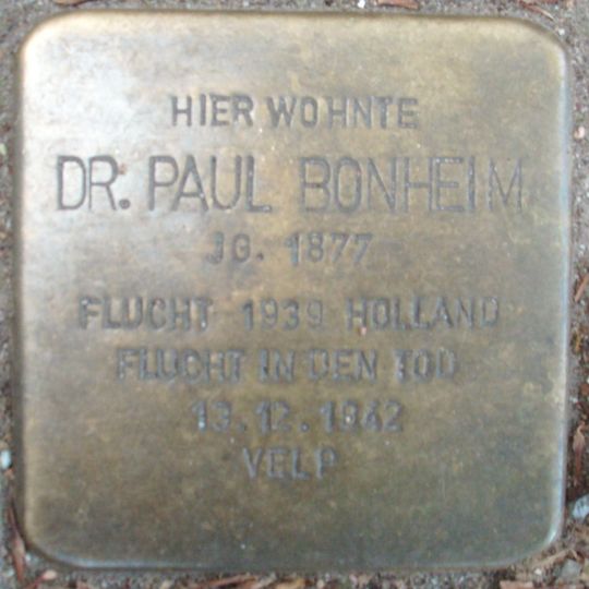 Stolperstein en memoria de Paul Bonheim