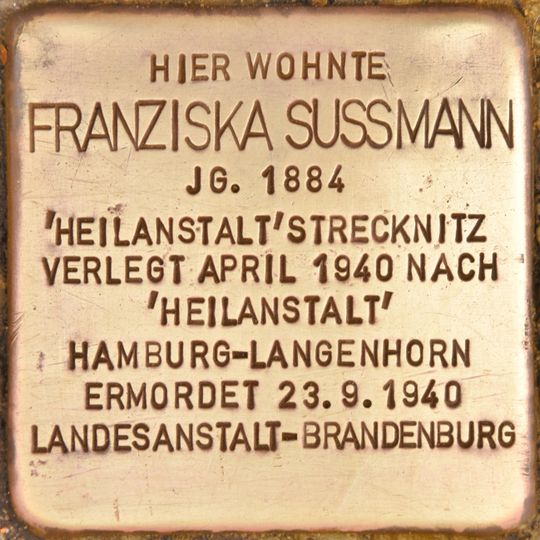 Stolperstein em memória de Franziska Sussmann