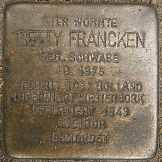 Stolperstein dedicated to Betty Francken