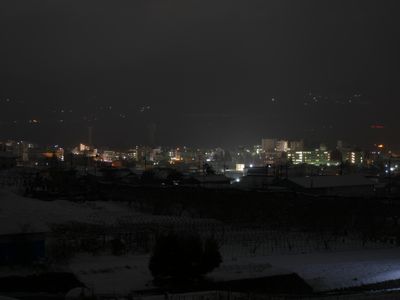 At night