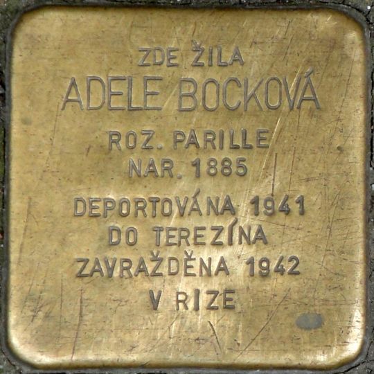 Stolperstein dedicated to Adele Bocková