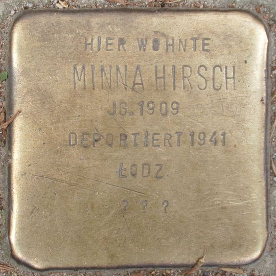 Stolperstein dedicated to Minna Hirsch