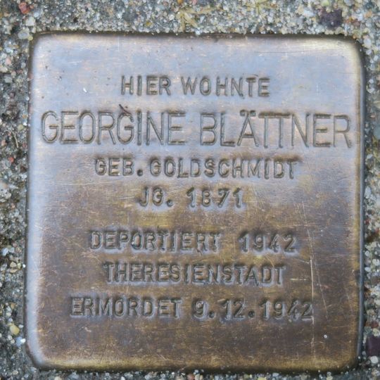 Stolperstein dedicated to Georgine Blättner