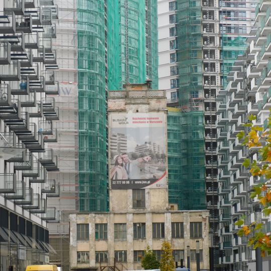 Water tower of former riffle factory in Warsaw