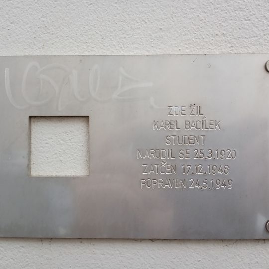 Plaque to Karel Bacílek