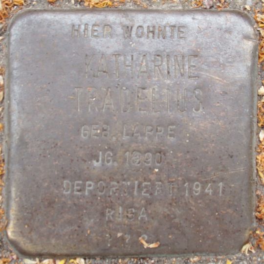 Stolperstein dedicated to Katharine Tradelius