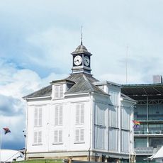 Indicator Board And Clock Tower At York Racecourse