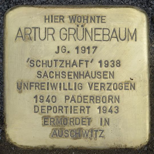 Stolperstein à la mémoire d’Artur Grünebaum