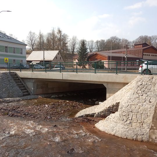 Bridge of I/14 road over the Bolkovský potok in Rudník near house no. 54