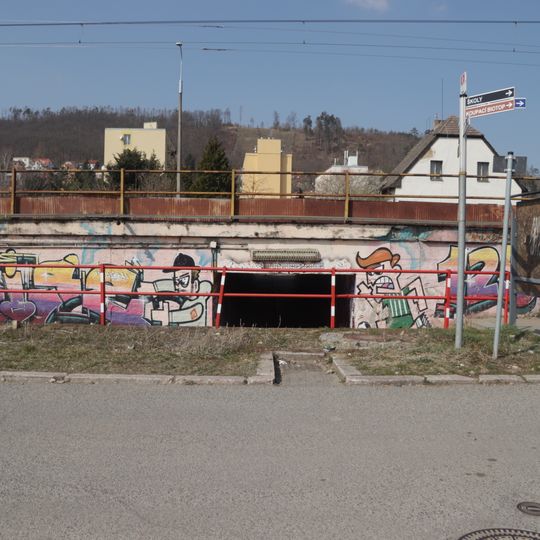 Podchod pod železnicí u skateparku v Radotíně