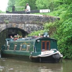 Marple Locks Number 6 and adjoining footbridge on Peak Forest Canal