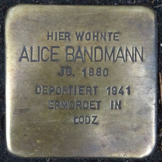Stolperstein à la mémoire d’Alice Bandmann