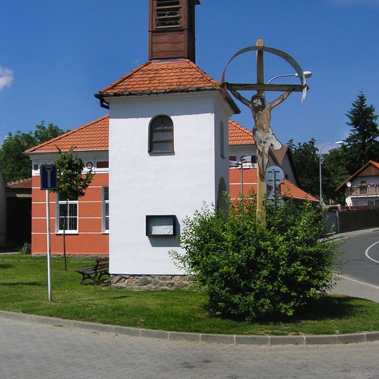 Wayside cross near bell tower in Brno-Jehnice