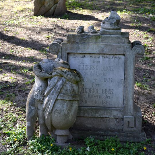 Ev. cintorín Kozia brána, náhrobník so sochou
