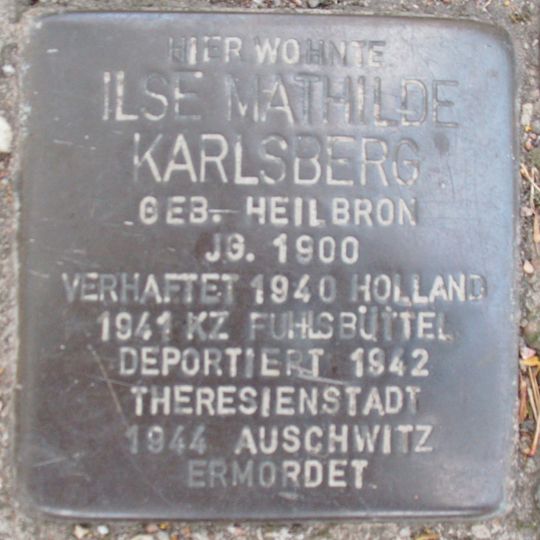 Stolperstein dedicated to Ilse Mathilde Karlsberg