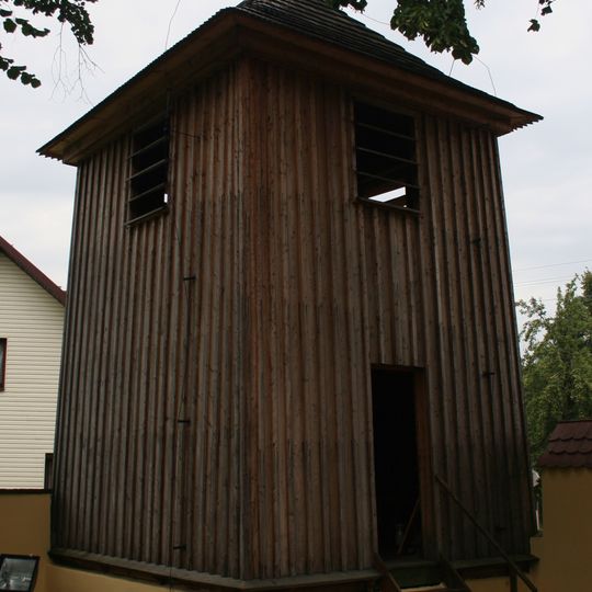 Wooden bell tower in Zrębice