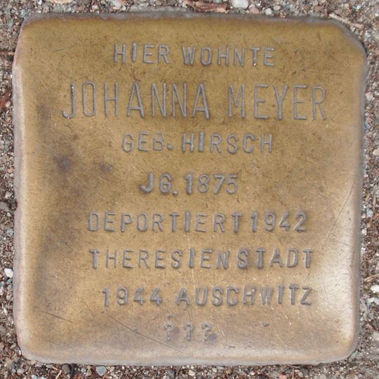 Stolperstein dedicated to Johanna Meyer