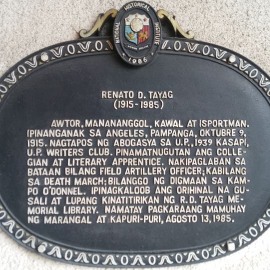 Renato D. Tayag historical marker
