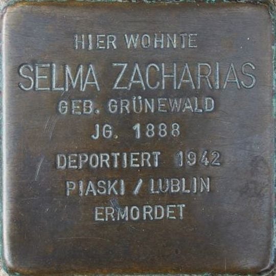 Stolperstein dedicated to Selma Zacharias