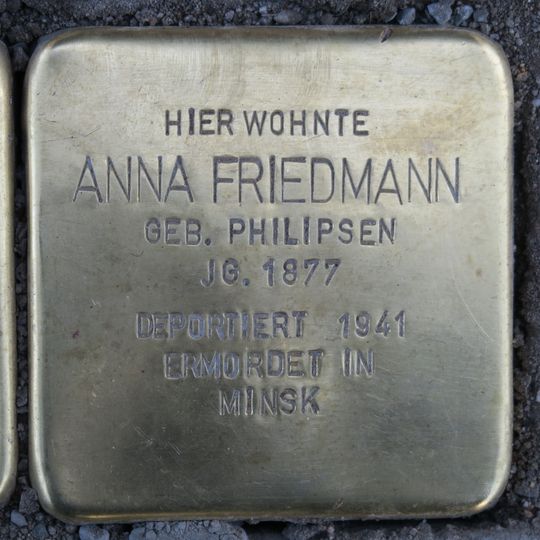Stolperstein dedicated to Anna Friedmann