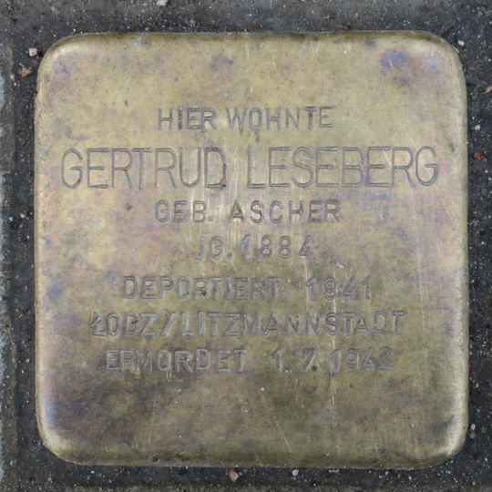 Stolperstein dedicated to Gertrud Leseberg
