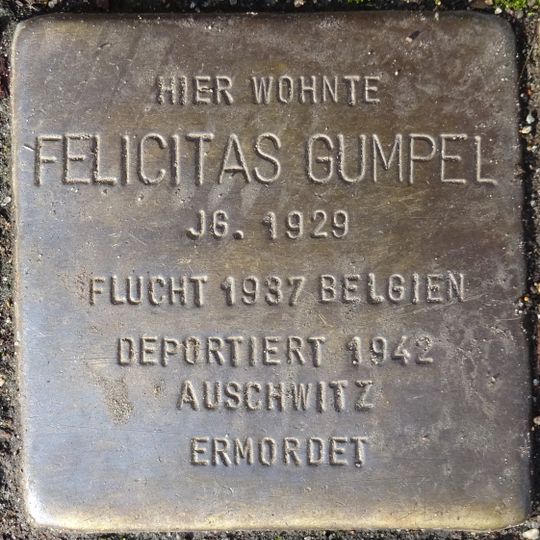 Stolperstein dedicated to Felicitas Gumpel