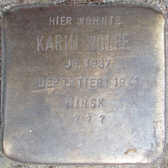 Stolperstein dedicated to Karin Wolff